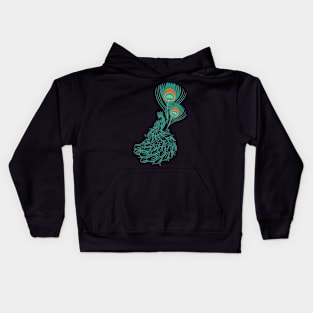 Peacock tattoo  (print on front and back) Kids Hoodie